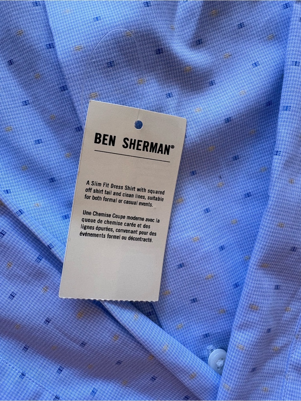 Ben Sherman Light Blue Dress Shirt with Subtle Square Pattern
